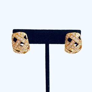 Swarovski Earrings Signed Marked Vintage Earrings Gold Plated